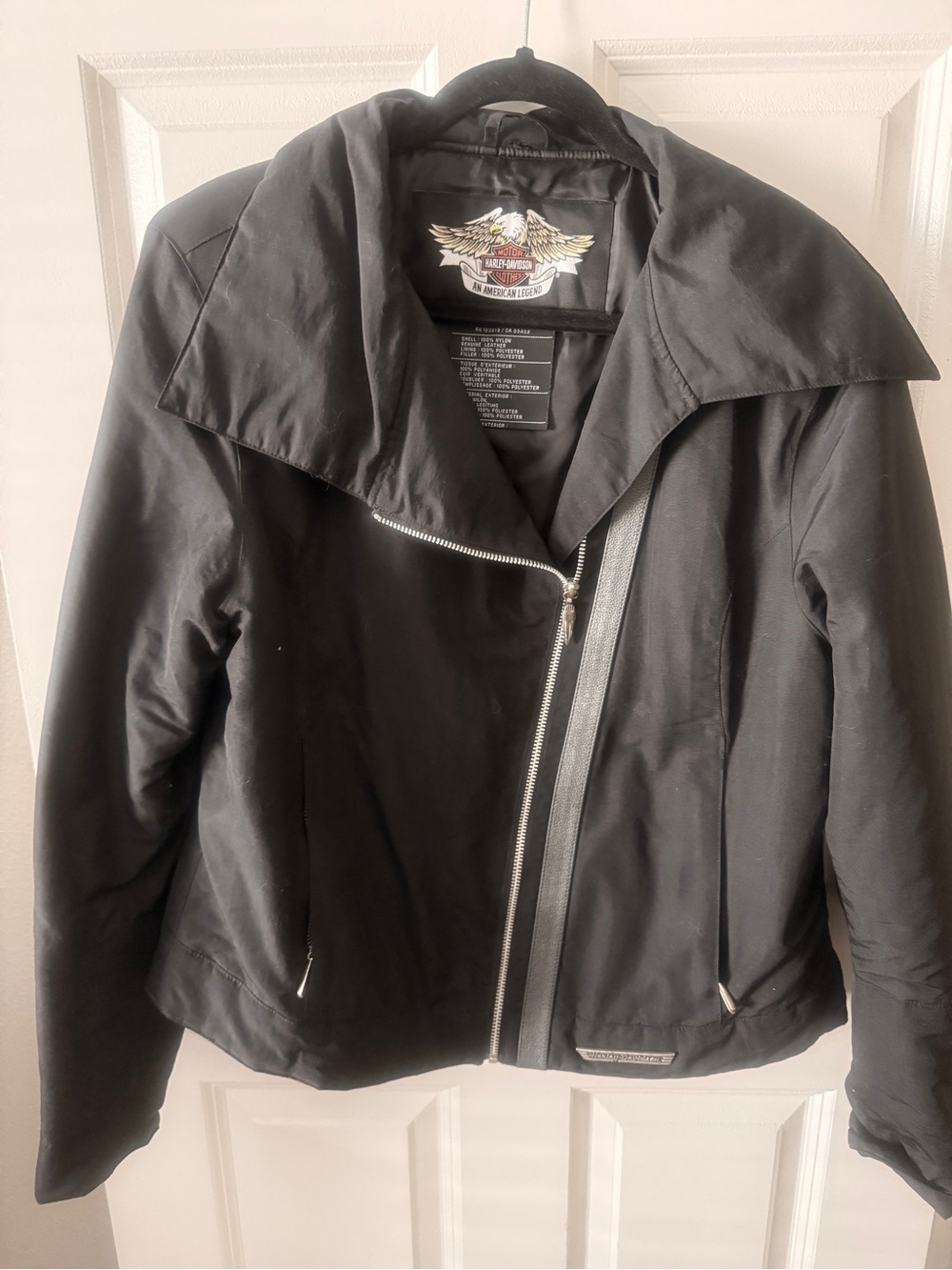 Woman Harley-Davidson Black Asymmetrical Zip Bomber Jacket